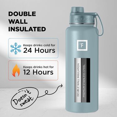 Спортивна пляшка для пиття IRON FLASK, 3 кришки (кришка з широким носиком), герметична, з нержавіючої сталі, для чоловіків, жінок