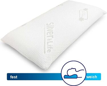 Ортопедична подушка для шиї Silver Neck - в&39язкопружна подушка, подушка з піни з ефектом пам&39яті з чохлом Silver & Life - 70x34 см - висота 13 см 70 x 34 см, висота 13 см