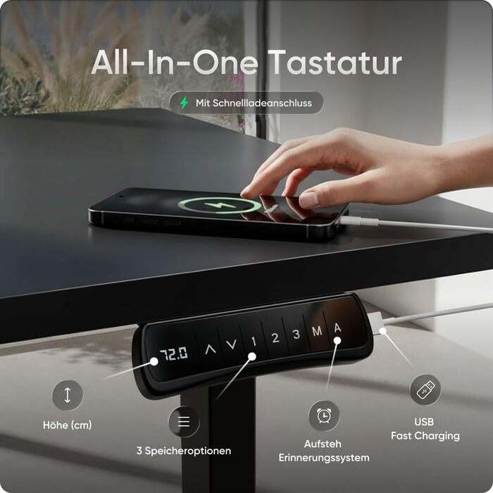 Каркас столу з регулюванням висоти (електричний) - подвійний двигун, захист від зіткнень, функція пам&39яті, USB-порт, каркас столу з регулюванням висоти, каркас столу (чорний)