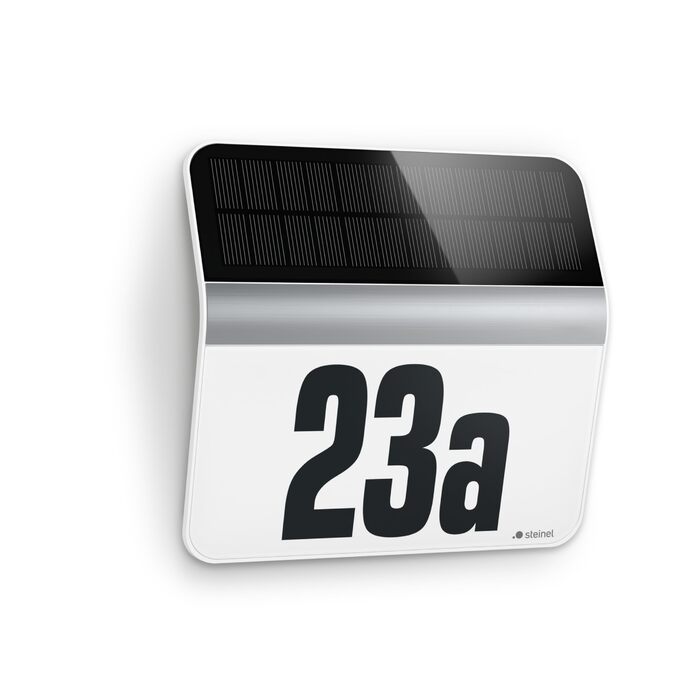 Сонячний LED-світильник Steinel XSolar LH-N, нержавіюча сталь, датчик сутінків, LiFe-акумулятор 2500 мАг, з підсвічуванням номера будинку, 22,7 x 24,2 x 5,1 см, сріблястий