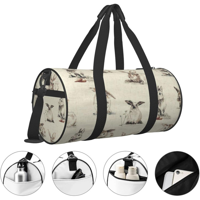 Дорожня сумка-циліндр з дизайном Зайчик, спортивна сумка для чоловіків та жінок, сумка-мішок, спортивна дорожня сумка