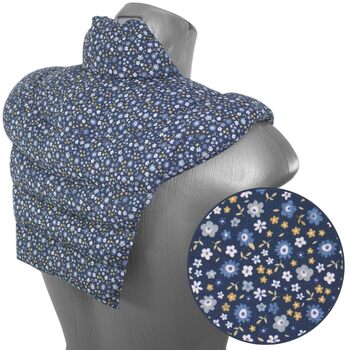 Подушка для шиї та шийного відділу хребта - шия плечі спина - органічна тканина квітковий синій - подушка з органічної спельти - грілка для подушки для шиї - подушка з зернової спельти для шиї та плечей