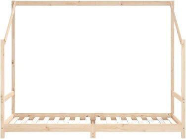 Дитяче ліжко 2x(80x200) см з масиву сосни з міцним каркасом та дихаючими фанерними ламелями для гарної підтримки матраца 205,5 x 171 x 158 см Натуральний колір