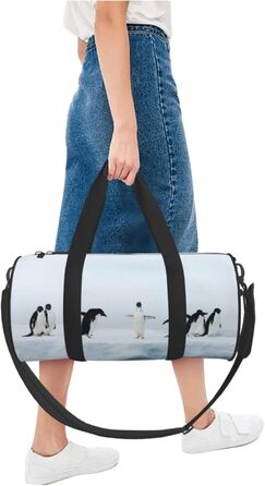 Дорожня сумка Париж, з принтом, кругла, великої місткості, для піших прогулянок, відпустки, ділових поїздок та іншого, пінгвіни на айсберзі, універсальний розмір