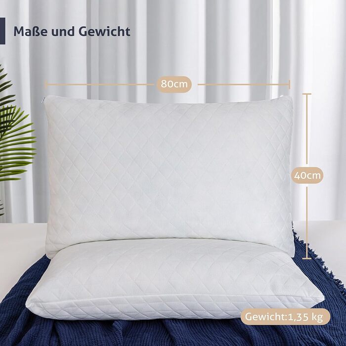 Подушка EGO Home з піни з ефектом пам&39яті 40x80 см з подрібненою піною з ефектом пам&39яті - Дихаюча, ергономічна подушка для підтримки шиї для сну на боці, спині та животі - Сертифіковано Oeko-Tex - Чохол, який можна прати 80x40 см