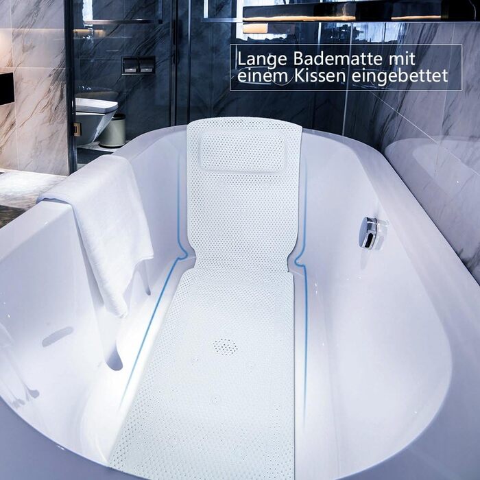 Килимок для ванни Mr.do з подушкою, білий, м&39який, нековзний, антибактеріальний, спінений ПВХ (14,2 x 49,2 дюйма)