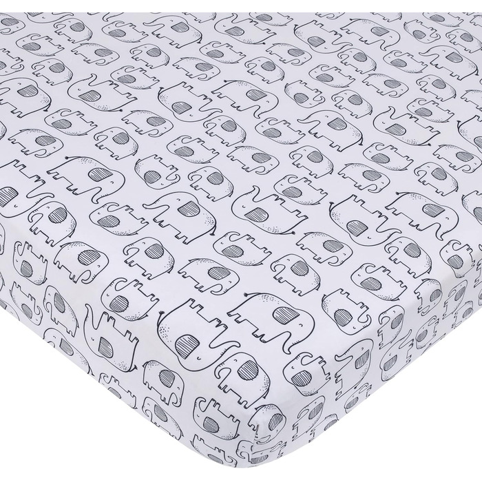 Шамбре, темно-синій, сірий і білий слон, місяць, хмари і зірки, комплект постільної білизни з 3 предметів для дитячого ліжечка, ко