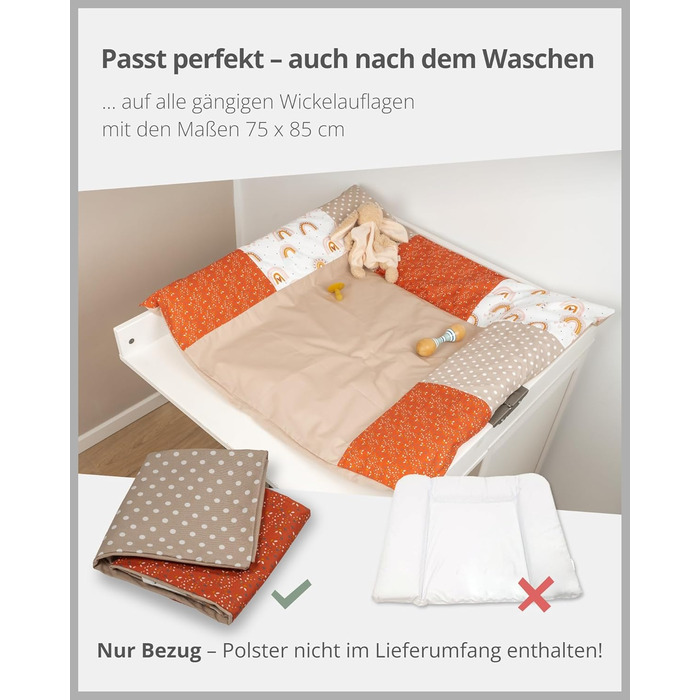 Чохол на пеленальний килимок 75x85 см веселка (Made in EU) - знімний чохол на пеленальний килимок 85x75, дитячий чохол на пеленаль