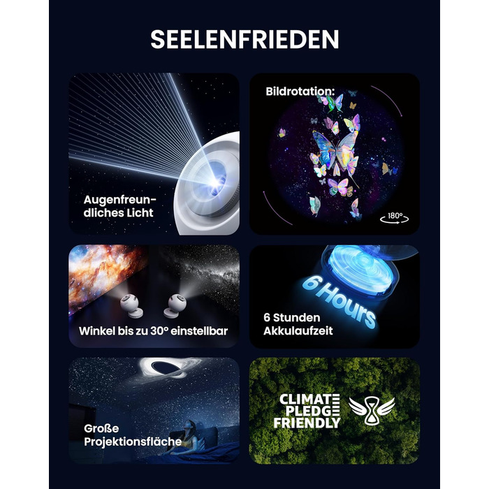 Проектор зоряного неба POCOCO, світлодіодний проектор для галактик, планетарій для дітей та дорослих, нічник-проектор Aurora з 2 дисками та таймером, креативне освітлення, засіб для сну та релаксації, білий