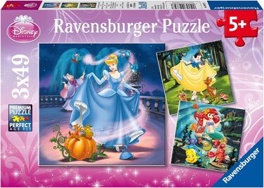Дитячий пазл Ravensburger - 09339 Білосніжка, Попелюшка, Аріель - пазл для дітей від 5 років, пазл Disney 3х49 елементів