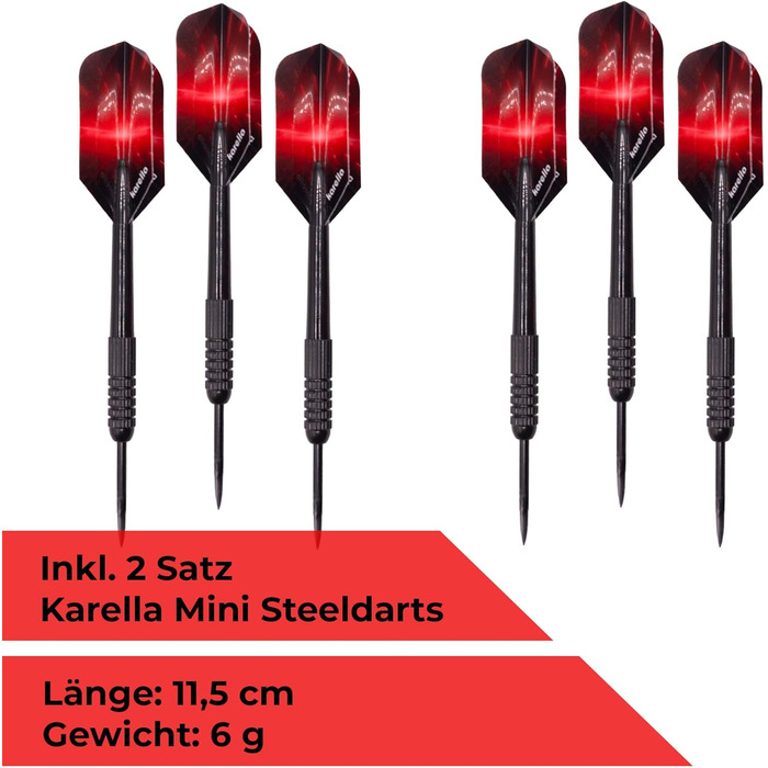 Міні-мішень для дартсу Karella Bulli, мініатюрна мішень для дартсу Ø 15 см з регульованою металевою підставкою, комплект включає 6 міні-дартиків (сталь), для дому, столу, декору, подарунка