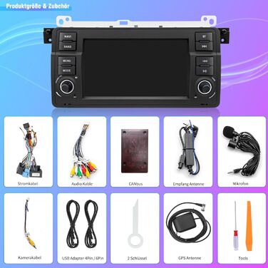 Автомагнітола для BMW E46 1999 2000 2001 2002 2003 2004, Android 12 2G32G радіо з GPS-навігацією CarPlay Android Auto Bluetooth WLAN USB керування на кермі, 7-дюймовий сенсорний екран