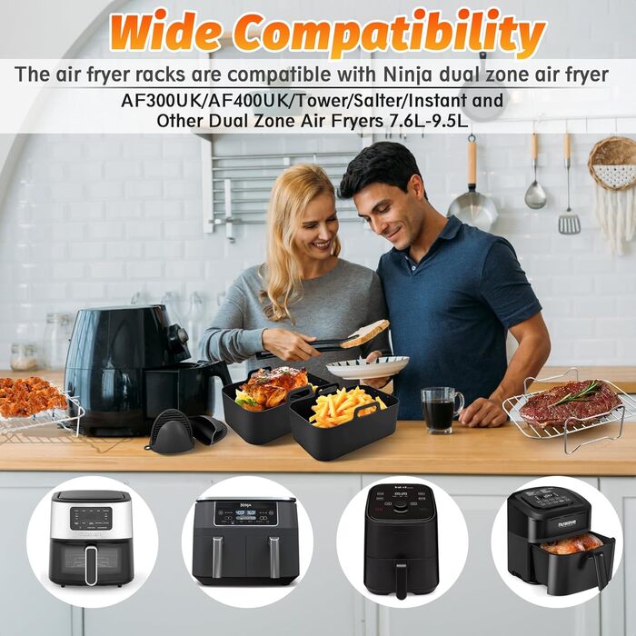 Аксесуари для фритюрниці 10 шт. - Аксесуари для фритюрниці Ninja Foodi AF400EU AF300EU 7.6L-9.5L та інші аксесуари для двозонної фритюрниці Ninja - стійки, силіконова форма, аксесуари для фритюрниці, масляний спрей тощо