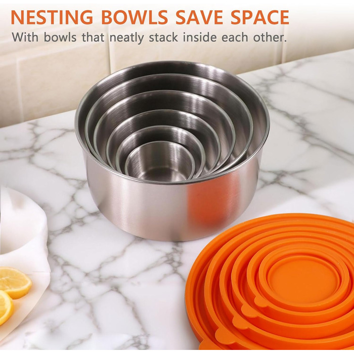 Набір контейнерів для зберігання продуктів з нержавіючої сталі з силіконовими кришками, ланч-бокс з нержавіючої сталі, штабелювана коробка для перекусів, ідеально підходить для зберігання продуктів вдома, на роботі та на свіжому повітрі, 6 різних розмірів