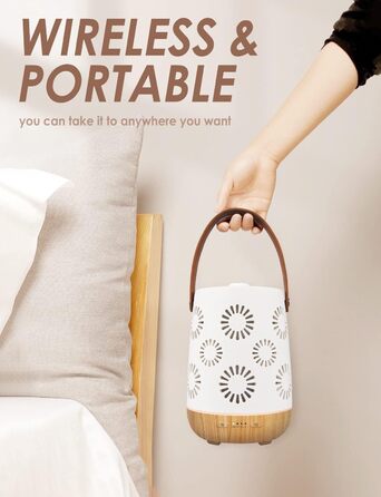 Керамічний аромадифузор SALKING, бездротовий акумуляторний дифузор для ефірних олій, портативний бездротовий ароматерапевтичний дифузор з акумулятором, ароматична лампа з автоматичним вимкненням для йоги в домашньому офісі, 180 мл