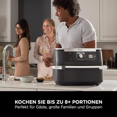 Двозонна фритюрниця Ninja Foodi FlexDrawer, фритюрниця з 10.4 відсіками та знімною перегородкою, антипригарне покриття, кошик для