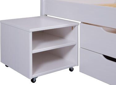 Ліжко з шухлядами - Двоспальне ліжко 140x200 см - Двоярусне ліжко з місцем для зберігання - Масив сосни - 2 шухляди та 1 коробка для зберігання - Включає рейкову основу - Білий лак - Efetivo 140x200 см 140 x 200 см Efetivo White з узголів&39ям