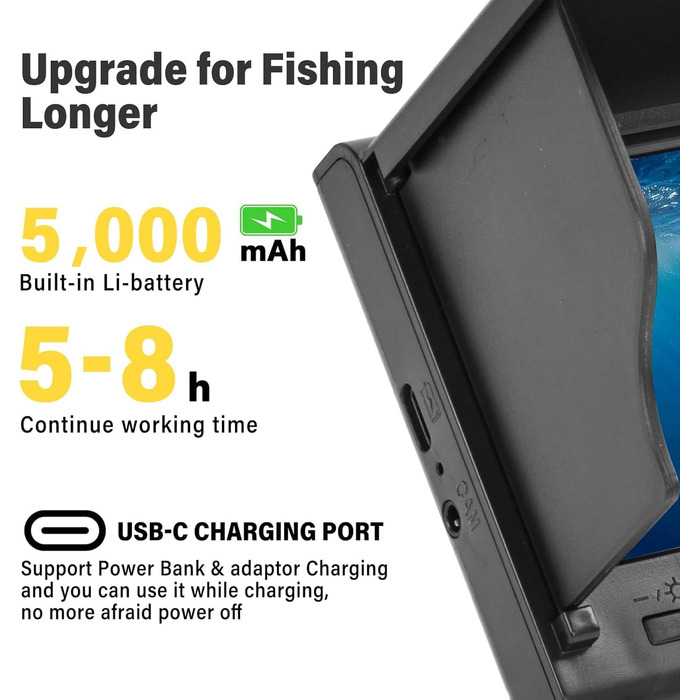 Підводна камера Fish Finder, ширококутне інфрачервоне нічне бачення, 4,3-дюймовий IPS-дисплей для EIS, річки та човна (A)