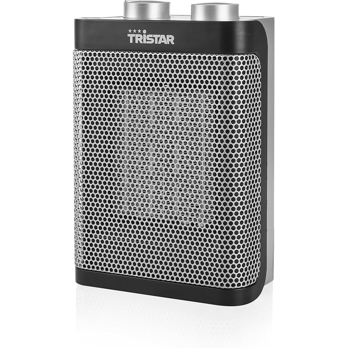 Електричний керамічний вентилятор-обігрівач Tristar - 3 регульовані рівні потужності/регульований термостат/функція вентилятора, KA-5064, чорний, сріблястий вентилятор-обігрівач (настільний)