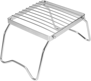 Складана решітка для гриля, портативний гриль для багаття з сумкою для зберігання, решітка для гриля з вугілля з нержавіючої сталі 16x16 см, тримач для горщика, аксесуари для кемпінгу для приготування їжі, пікніків, піших прогулянок, риболовлі, походів