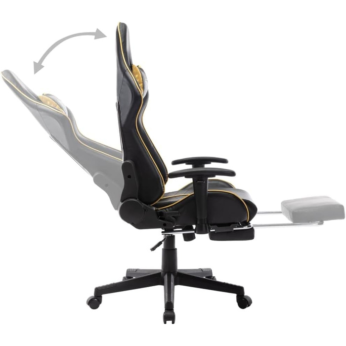 Геймерське крісло, ергономічне офісне крісло з регульованою підставкою для ніг, висока спинка для комп&39ютерних геймерів, чорно-золота штучна шкіра з підставкою для ніг.
