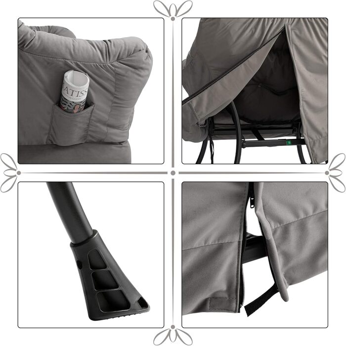 Крісло HollyHOME з відкидною спинкою, Вітальня та спальня, Оксамитове крісло-реклайнер, Крісло для читання, Крісло, Крісло для відпочинку, Темно-сірий, Темно-сірий 2