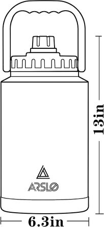 Пляшка для води Arslo 1 галон, великий ізольований глечик для води з ручкою, пляшка для води з нержавіючої сталі 1 літр, чорна, гл
