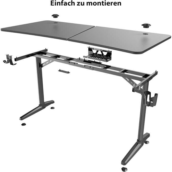 Ігровий стіл EUREKA ERGONOMIC 15270 см, великий комп&39ютерний стіл, ергономічний ігровий стіл для ПК з гачком для навушників, тримач для напоїв для домашнього офісу 152 x 70 см, чорний