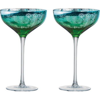 Келихи для шампанського Peacock Glass, різнокольорові Модерн, 51186pk2