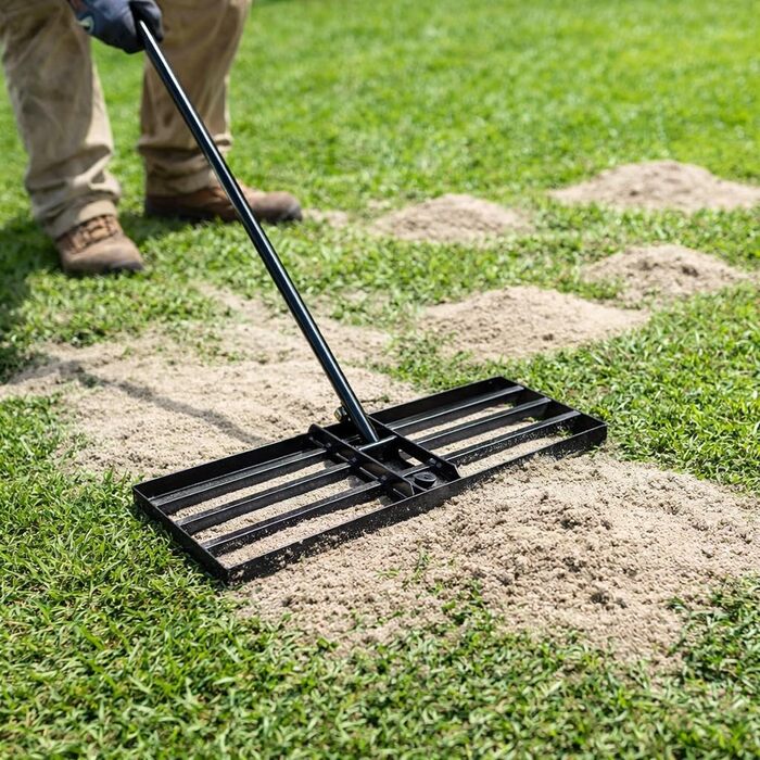 Вирівнювач газону Rasen Rakel 75 x 25 см, сталевий, з ручкою 170 см - інструмент для планування та вирівнювання газонів у саду