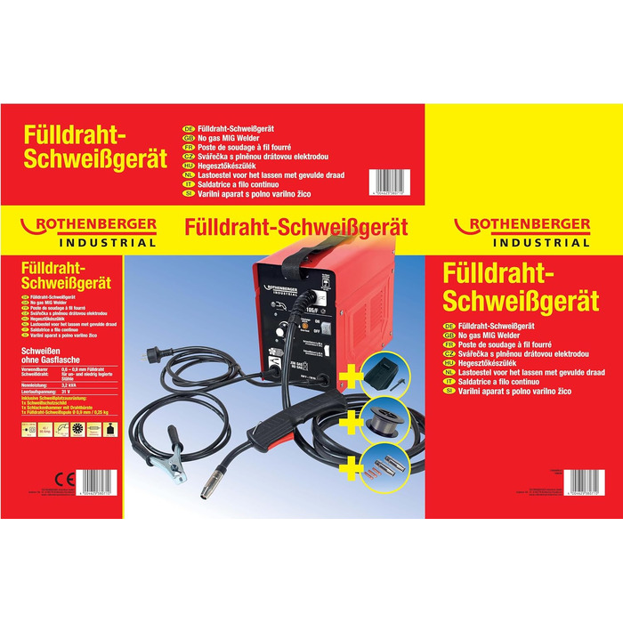 Промисловий набір з апаратом для зварювання дротом-флюсом ROTHENBERGER RoCored Welder 90 Для зварювання без використання захисного газу 1500000542