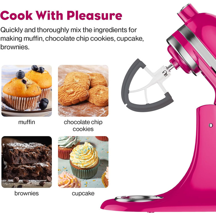 Аксесуари для мішалки TPGSING Flexi для мішалки Kitchenaid, плоска мішалка для мішалки аксесуарів Kitchenaid, підходить для насадки для нахиленої головки на 4.5-5 літрів для кухонного комбайна kitchenaid зі скребком