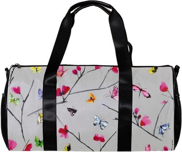 Спортивна сумка, маленька дорожня сумка, сумка для шопінгу та йоги, квітково-метеликовий принт, сумка для фітнесу на відкритому повітрі, ручна поклажа
