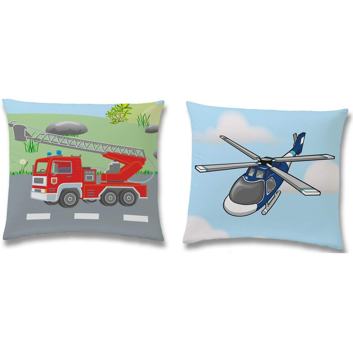 Дитяча постільна білизна Familando з мотивом поліцейської пожежної бригади з 100 бавовни - постільна білизна з двостороннім мотиво