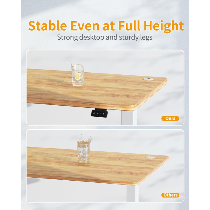 Електричний стіл CUBICUBI з регульованою висотою, 152 x 60 см, стіл для роботи стоячи зі сталевими Т-подібними ніжками, функція пам&39яті налаштувань, система запобігання зіткненням, біла рама/світло-коричнева стільниця 152 x 60 см світло-коричневого коль
