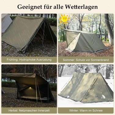 Намет TOMOUNT Cotton House, міні-намет-укриття на 1 людину з внутрішнім наметом та отвором для плити, кемпінговий намет на 4 сезони для активного відпочинку, кемпінгу, пішого туризму, трекінгу