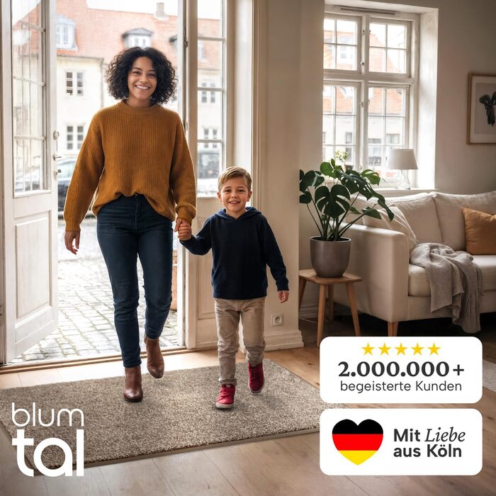 Килимок для дверей Blumtal 50x80 см - Килимок для бруду з мікрофібри з водонепроникною підкладкою з TPR - Нековзний килимок для дверей для приміщень - Високопродуктивний килимок для бруду з мікрофібри - Бежевий килимок для дверей 50 x 80 см (прямокутний)