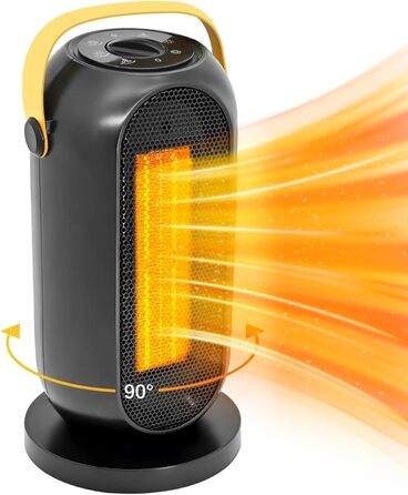 Електричний вентилятор-обігрівач, енергозберігаючий 1200 Вт, керамічний PTC нагрівач із захистом від перегріву та перекидання, електричний обігрівач з 6 регульованими режимами та термостатом, невеликий вентилятор-обігрівач для дому та офісу