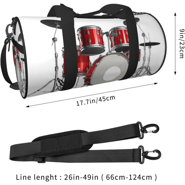 Дорожня сумка з принтом губ у чорно-білу смужку, кругла форма, великий об'єм, легка та міцна, чудовий подарунок для походів, відпустки, ділових поїздок та іншого, стильний дизайн барабанної установки.