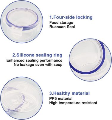 Контейнери для зберігання продуктів Jinsion, 4 шт., круглі, пластикові, з кришками (PP5), міні-контейнери для салатів, соусів, заморожування
