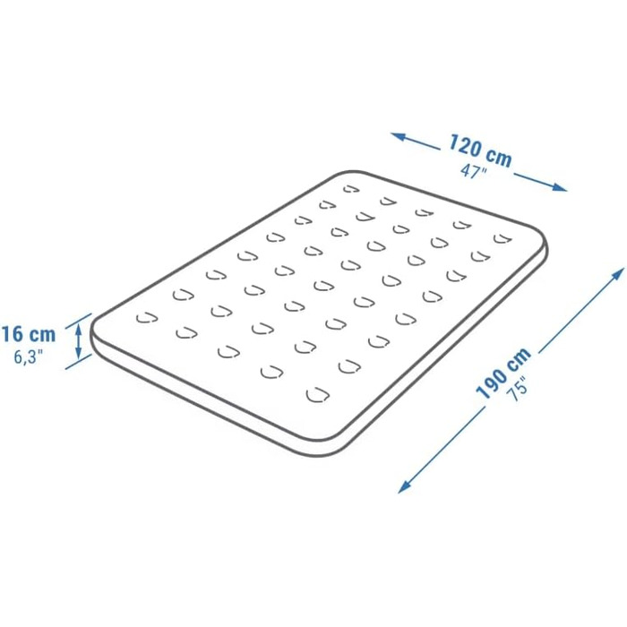 Надувний матрац Decathlon Quechua для кемпінгу 190 см x 120 см x 16 см для 2 осіб, 8561149
