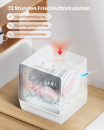 Настільна посудомийна машина з 8 програмами, блокуванням від дітей і відкладеним стартом
