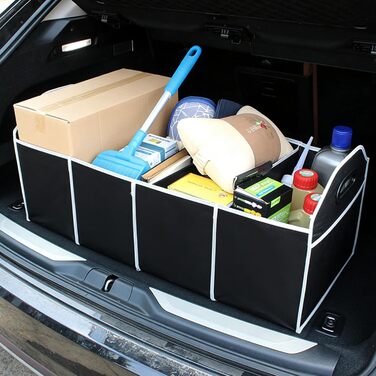 Органайзер для автомобіля, вантажівки, сумка для зберігання речей в авто, складана, 3 відділення, водонепроникний, 50 x 33 x 33 см, аксесуар для подорожей, з антиковзким покриттям для подорожей, кемпінгу, транспортування, чорний