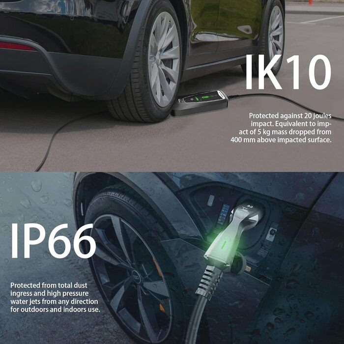 Портативний зарядний пристрій Teskee Type 2 з індикатором Кейс для перенесення для всіх електромобілів та гібридних автомобілів 3,