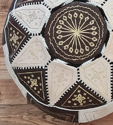 Пуф, ручної роботи з марокканської натуральної шкіри, зручна подушка на підлогу для дорослих, круглий пуф для сидіння 55x35 см, коричневий пуф для ніг, подушка сидіння (без наповнювача)