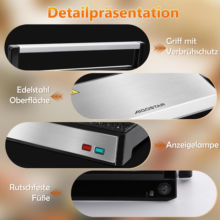 Контактний гриль для сендвічів, стейків і як гриль для паніні, бутербродниця з антипригарним покриттям, гриль паніні потужністю 1500 Вт зі знімною коробкою для збору масла, відкривання на 180.