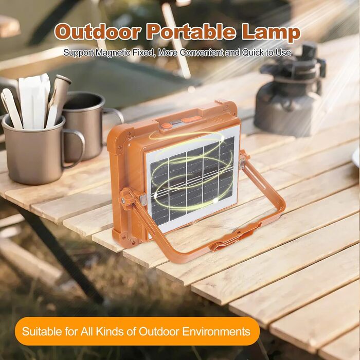 Портативний сонячний світлодіодний робочий ліхтар Amosfun для кемпінгу, риболовлі, екстреного ремонту, портативного магнітного вибухобезпечного світла