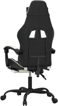 Ігрове крісло Gecheer Офісне крісло Ігрове крісло Геймерське крісло Обертове крісло з підставкою для ніг Обертове чорно-біле штучне шкіряне крісло