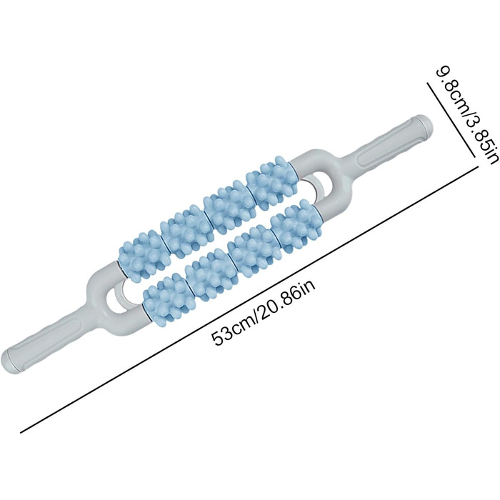 Палиця для м'язового ролика Інструмент для рельєфу глибоких тканин Масаж тіла Дворядний роликовий масажер для ніг, зручний масаж глибоких тканин для стресу, спини, плечей, шиї синій