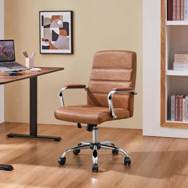 Офісне крісло Yaheetech, до 130 кг, штучна шкіра / метал, іржаво-коричневий